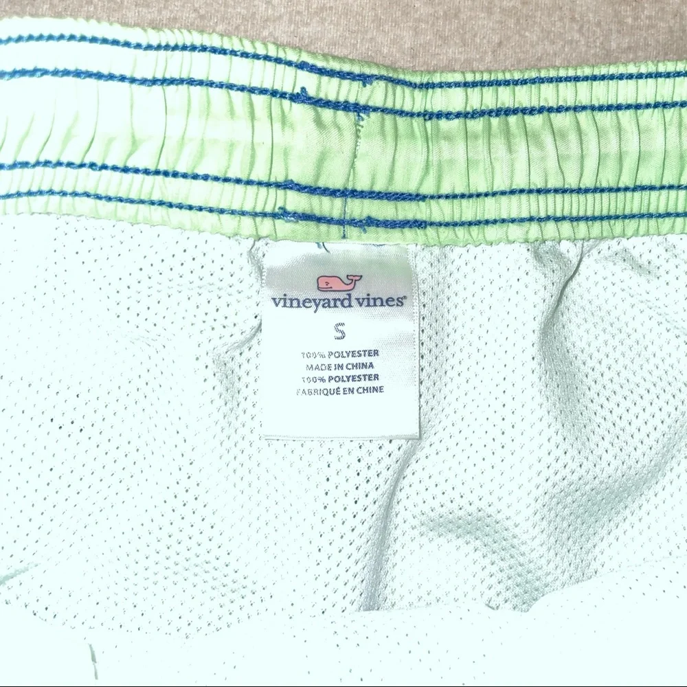 Vineyard Vines‎ Mens Green and Blue 7 inches Printed Swim Trunk Size S